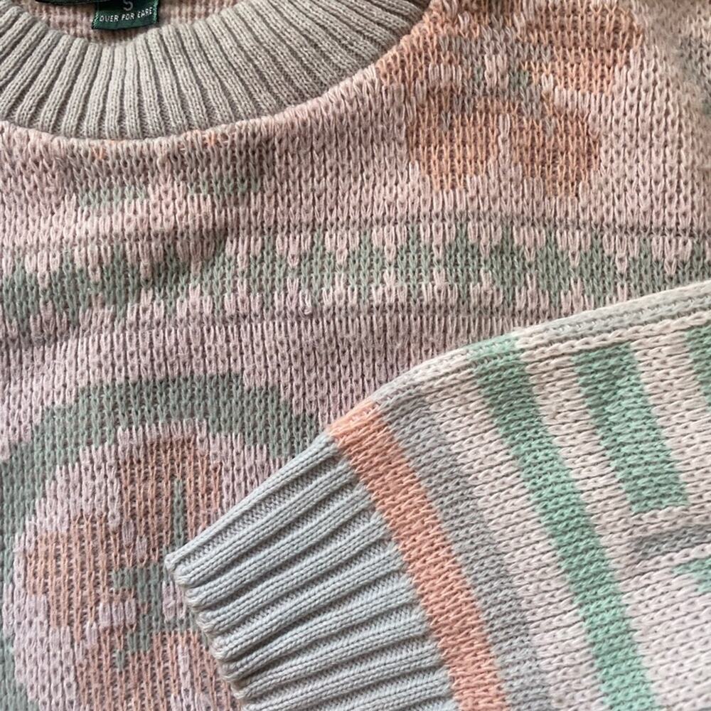 Fair Isle Scandinavian Sweater VTG Pastel Geometric Cabin Creek Knit | US Made - Picture 3 of 7